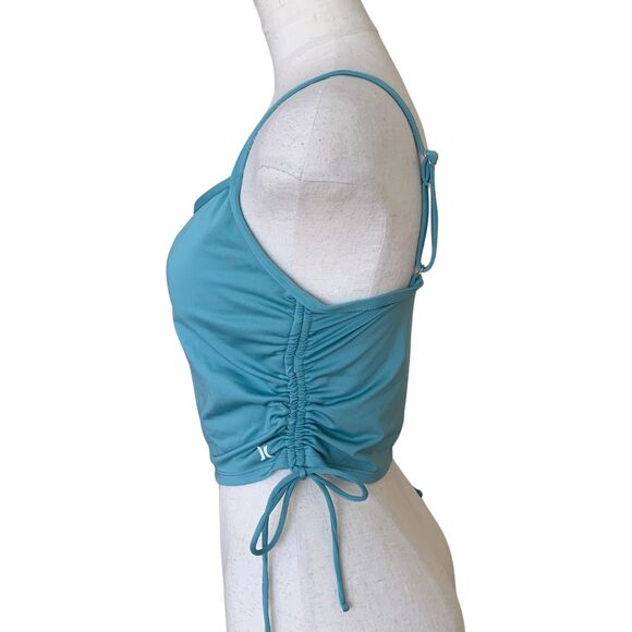 Hurley Women’s Teal Swimwear Top Side Drawstring, Removable Pads Size M - Picture 2 of 9